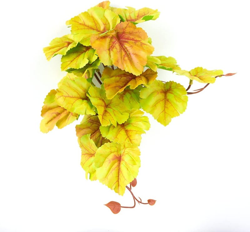 WOLEDOE Reptile Plants for Terrarium, Amphibian Habitat Decor Artificial Hanging Plants with Suction Cup - Fake Heuchera Micrantha Yellow - Image 1